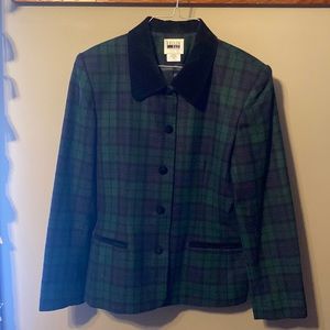 Leslie Fay wool blend plaid jacket blazer